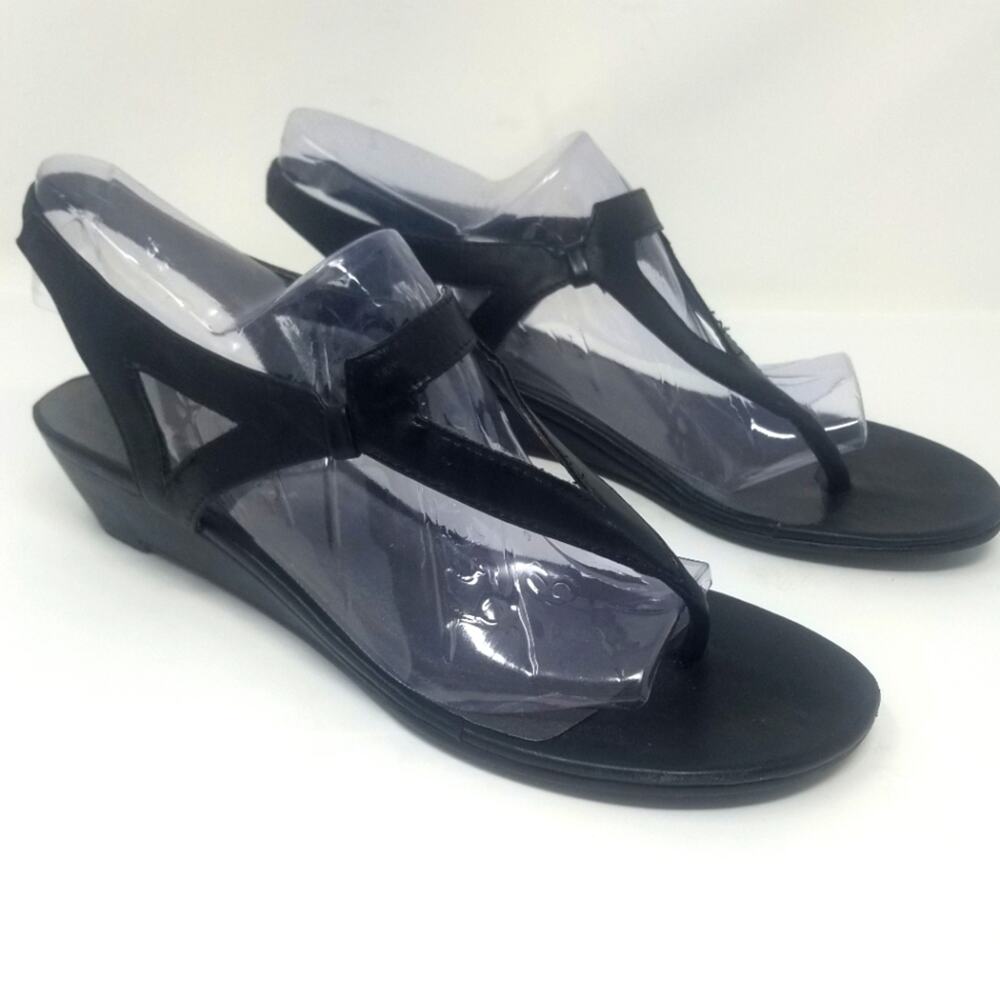 Pesaro Black‎ Leather Sandals Flip Flop Size 8.5
